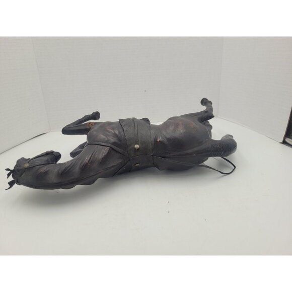Vintage Large 14" LEATHER Wrapped Rearing Horse Figure W/ Saddle - Picture 7 of 16